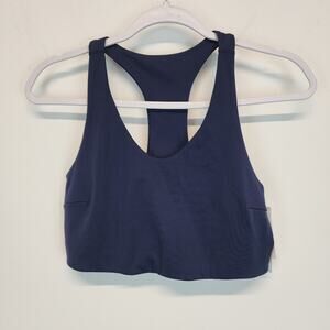 Zella Studio Lite Longline Sports Bra Size M Blue Yoga Low Impact Sporty Active